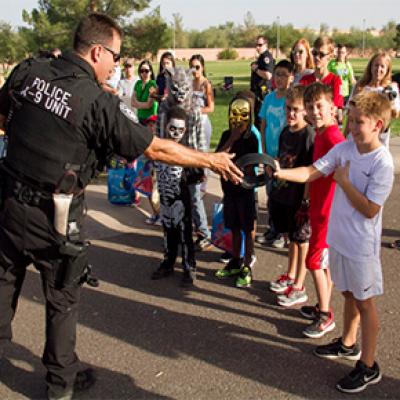 Chandler PD engaging with a group of young residents