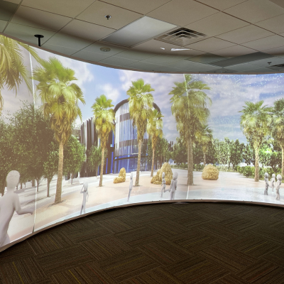 Large screen with visuals of possible future of Chandler