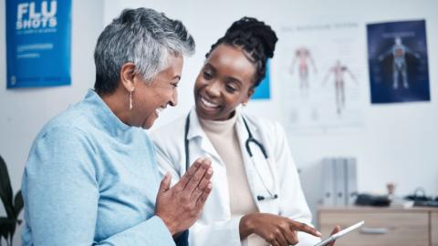 Female senior with her female doctor during a doctor's appointment