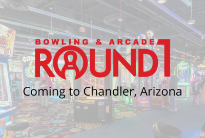 Round1 logo over an arcade image