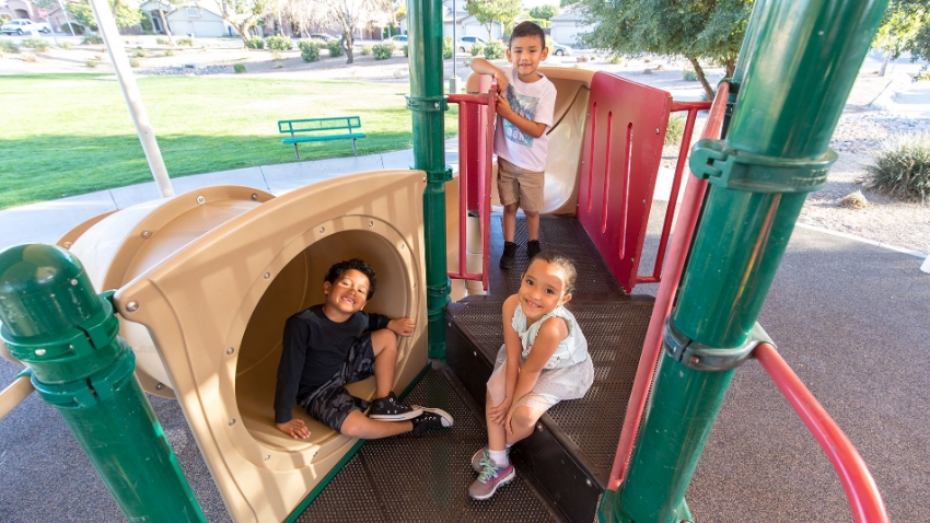 Kids at a Neighborhood Playground