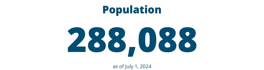 Graphic with Population = 288,088 as of July 1, 2024