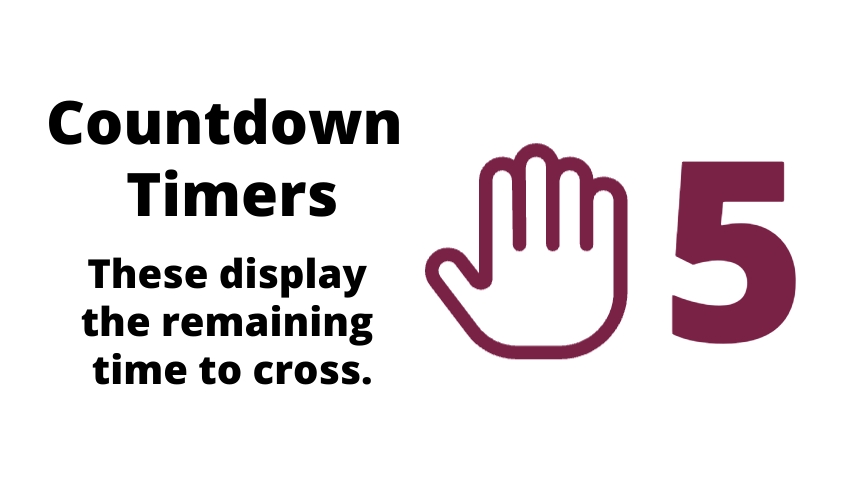 Pedestrian Countdown Timers: These display the remaining time to cross.