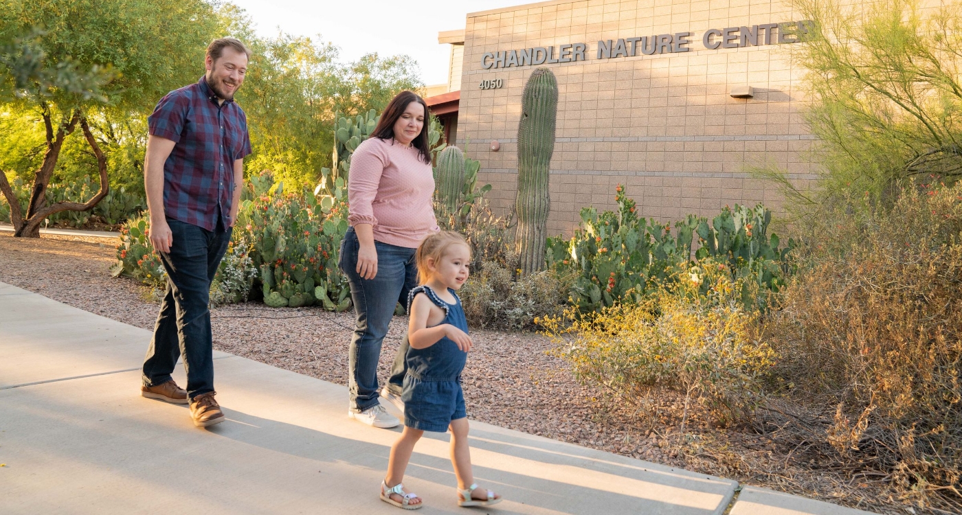 family walking at the Chandler Nature Center