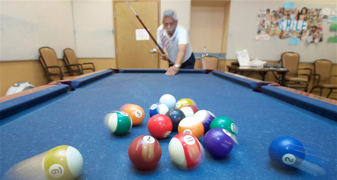 senior center playing pool