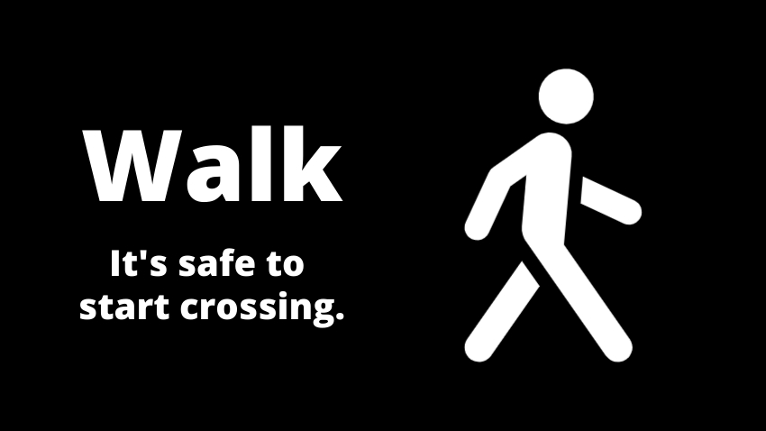 Pedestrian Walk Sign: It’s safe to start crossing.