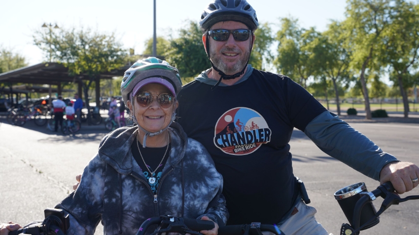 Family Bike Ride mother and son