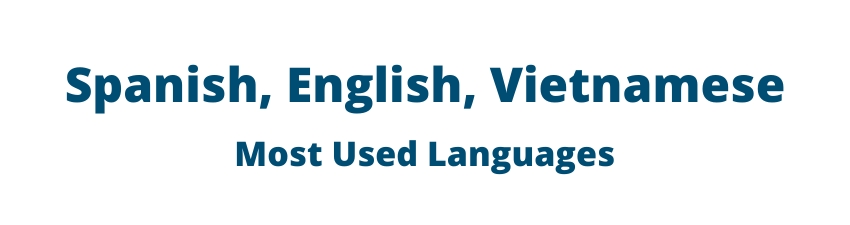 Spanish, English, Vietnamese - most used languages 