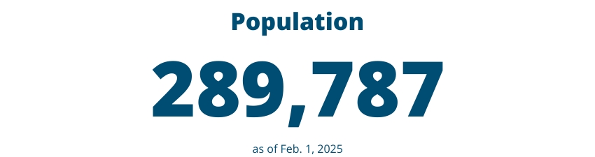 Population: 289,787 as of Feb. 1, 2025