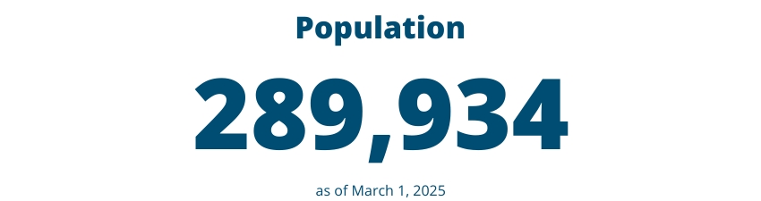 Population: 289,934 as of March 1, 2025