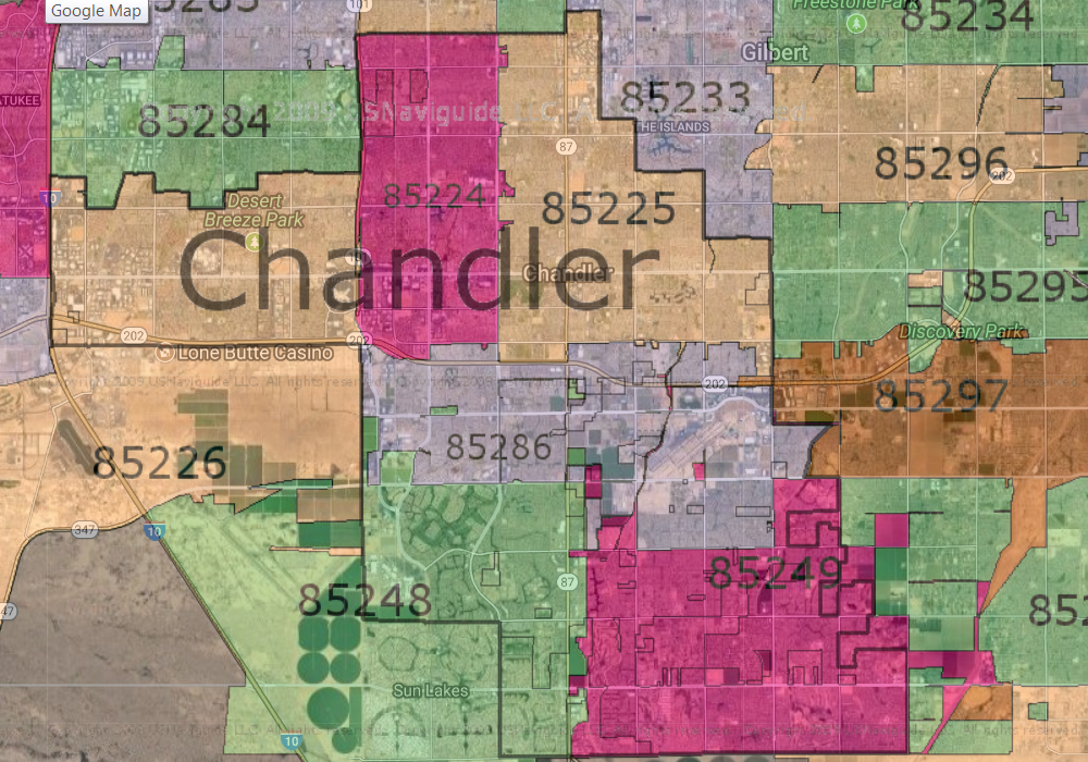 Chandler Zip Code Map Map | Sexiz Pix