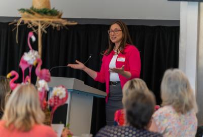 Presiding Judge Alicia Skupin speaking at a luncheon