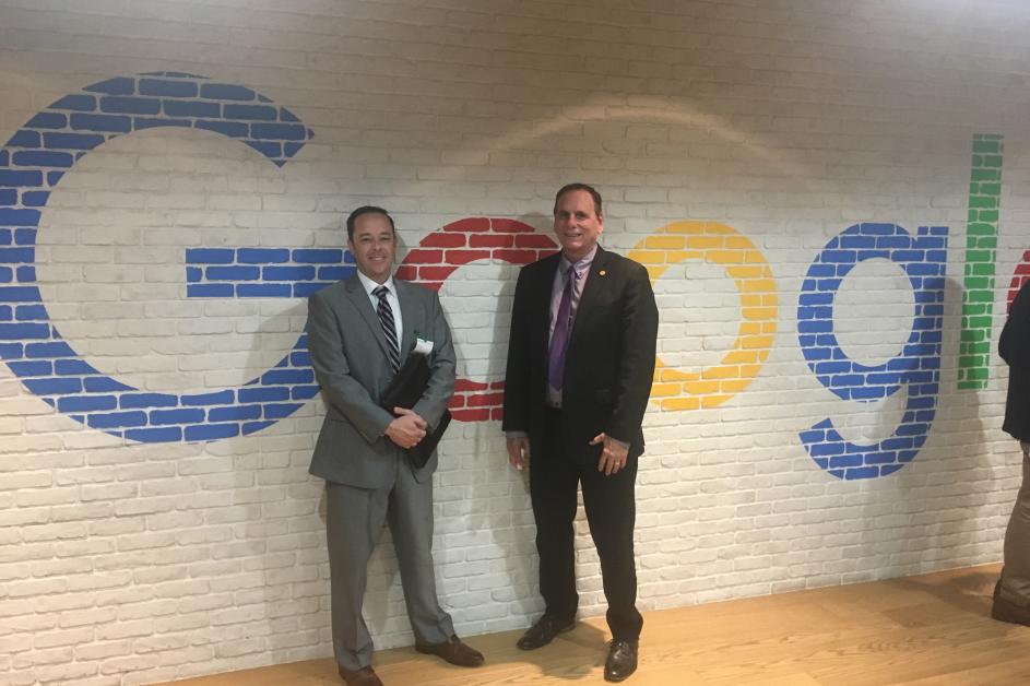 Economic Development Director, Micah Miranda and Mayor Kevin Harkte at Google