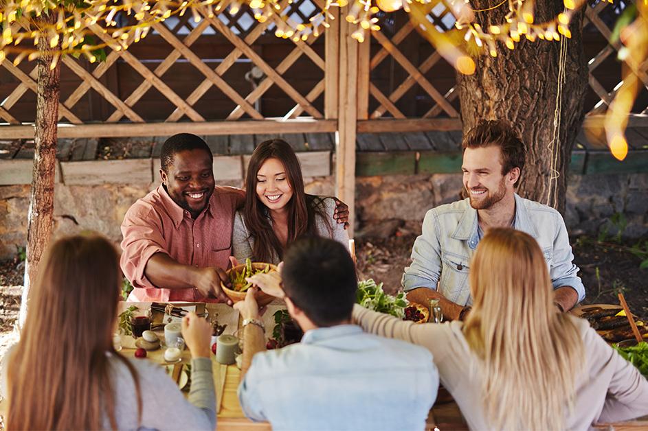 Group of Friends Enjoying Thanksgiving Dinner