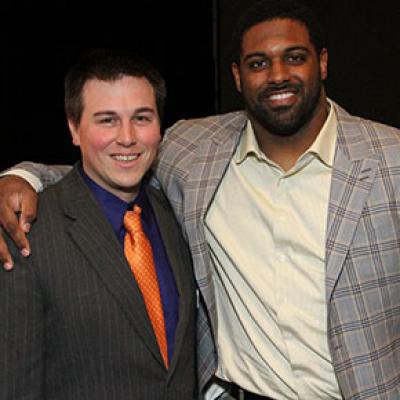 Chandler Museum Staff Liason Nate Meyers with inductee Cameron Jordan, 2012.