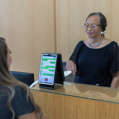 Instant language device in use at Chandler City Hall