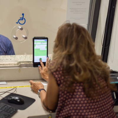 Instant language device in use at Chandler Municipal Court