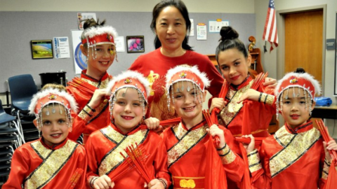 Students from Tarwater Elementary celebrating Chinese New Year using DEI funding