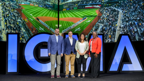 City Manager Josh Wright, Asst City Manager Tadd Wille and DEI Officer Niki Tapia accept ICMA Community Equity and Inclusion Award