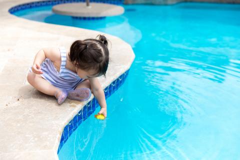 Water Safety Little Girl By Pool