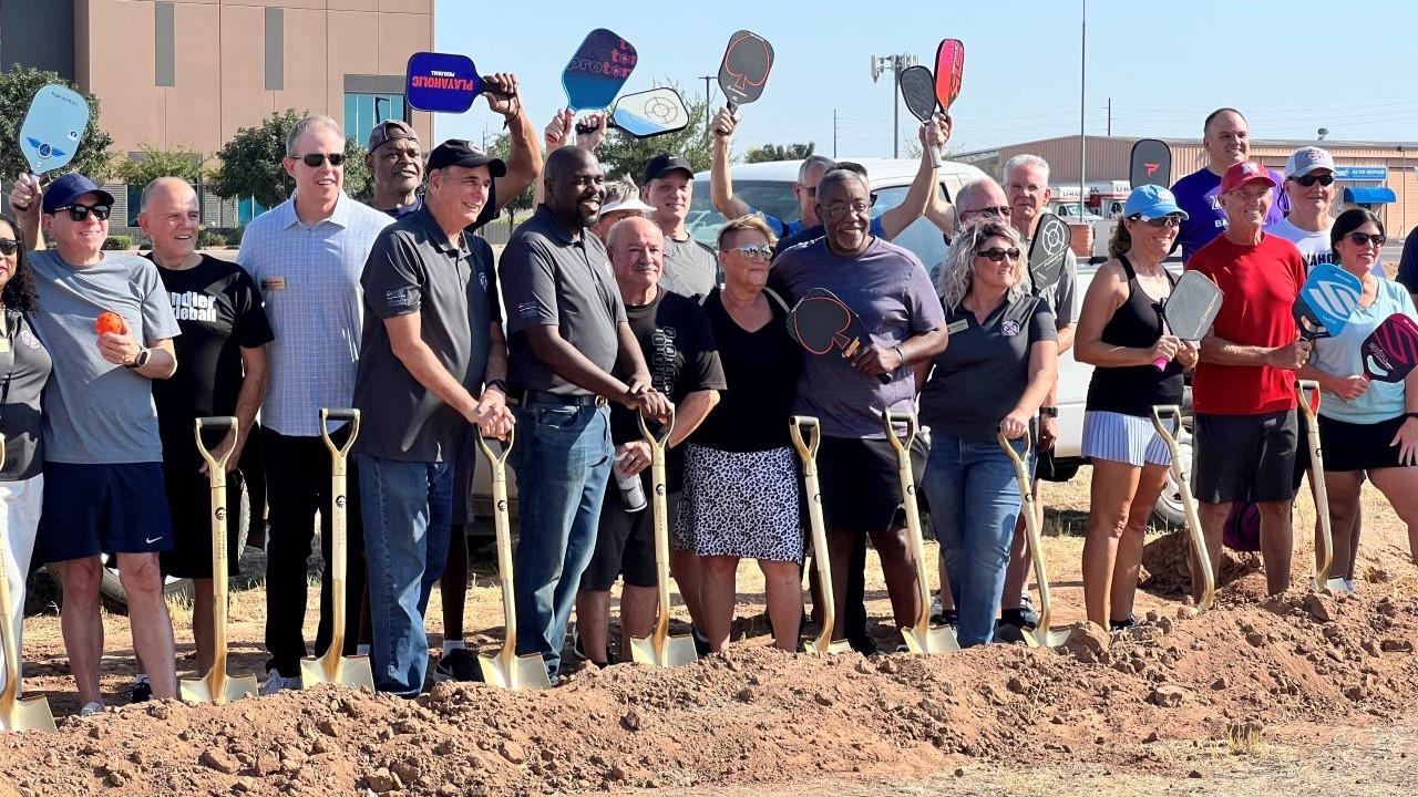 group at pickleball groundbreaking 